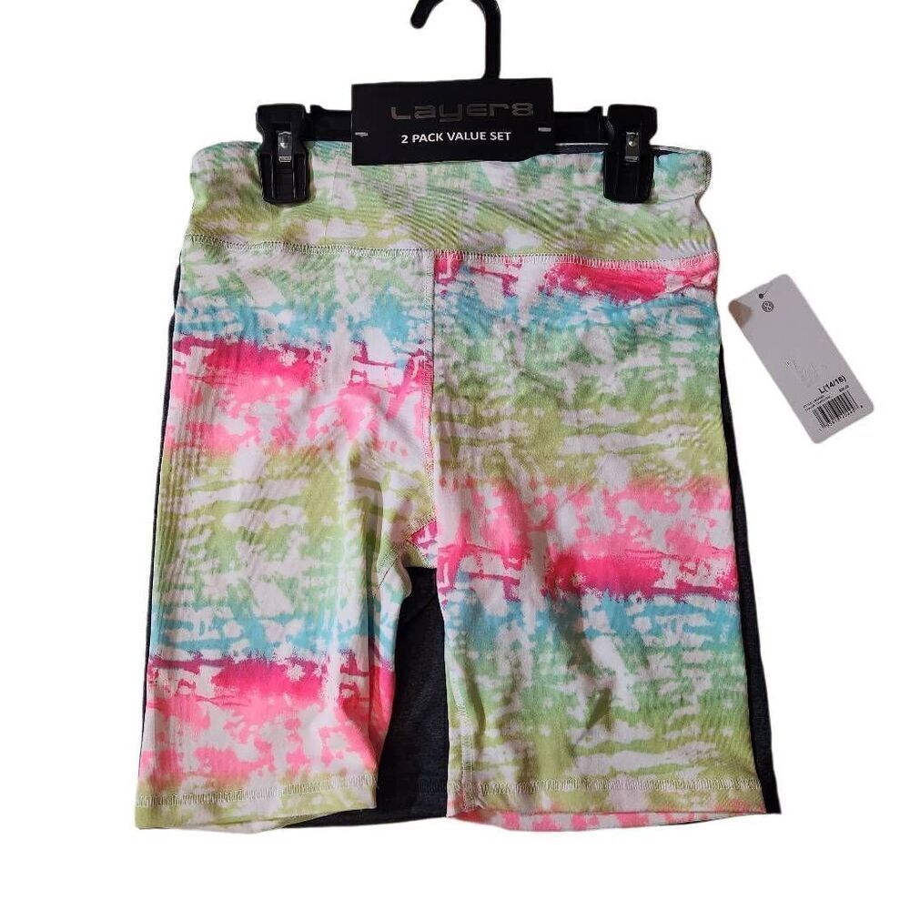 Girls Layer 8 Tye-Died &‎ Grey Bike Shorts